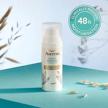 Aveeno Aveeno CALMRESTORE ReHydrating Night Cream 1 x 50ml FragranceFree Face Care Intensely Nourishes with Shea Butter Prebiotic Oat Suitable for Sensitive Skin - Image 2