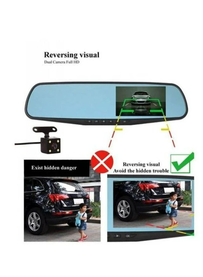 Wide Angle Front and Rear Mirror Mount DVR Car Dash Camera