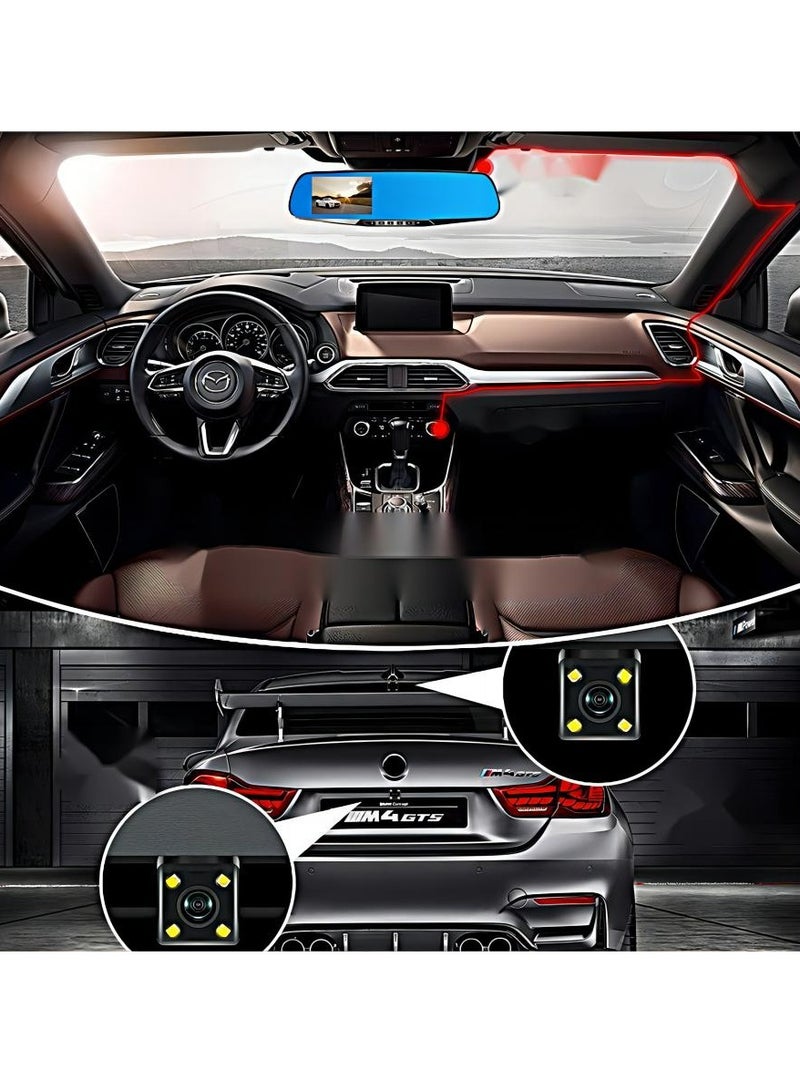 Wide Angle Front and Rear Mirror Mount DVR Car Dash Camera