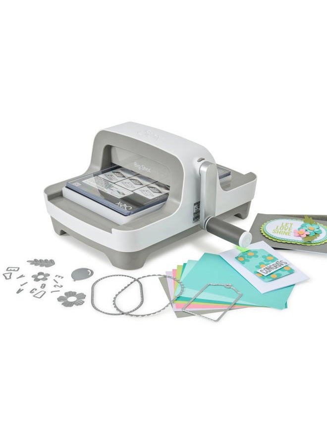 Sizzix آلة بيغ شوت مع مجموعة البداية، آلة قطع وطباعه 6 بوصة مع قواطع، مجلد طباعة وورق كاردستوك - Image 1