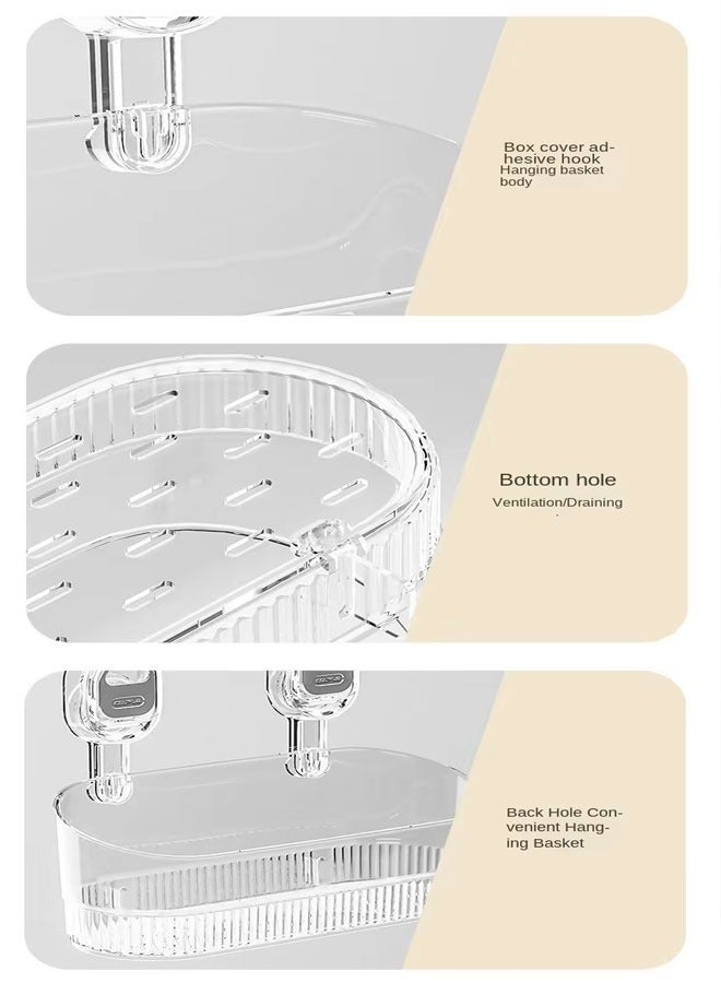 رف أكواب الشفط، حامل دش بأكواب الشفط، منظم دش الحمام لتخزين الحمام والديكور المنزلي والمطبخ، لا يحتاج إلى حفر، رفوف دش قابلة للإزالة بسعة كبيرة، رف تخزين مثبت على الحائط - Image 3