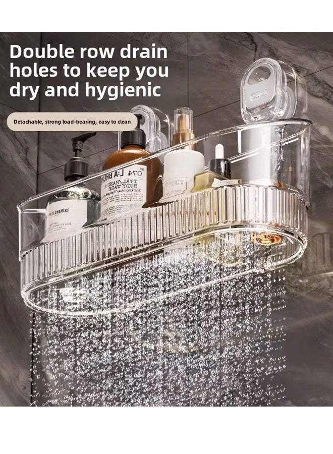 رف أكواب الشفط، حامل دش بأكواب الشفط، منظم دش الحمام لتخزين الحمام والديكور المنزلي والمطبخ، لا يحتاج إلى حفر، رفوف دش قابلة للإزالة بسعة كبيرة، رف تخزين مثبت على الحائط - Image 4