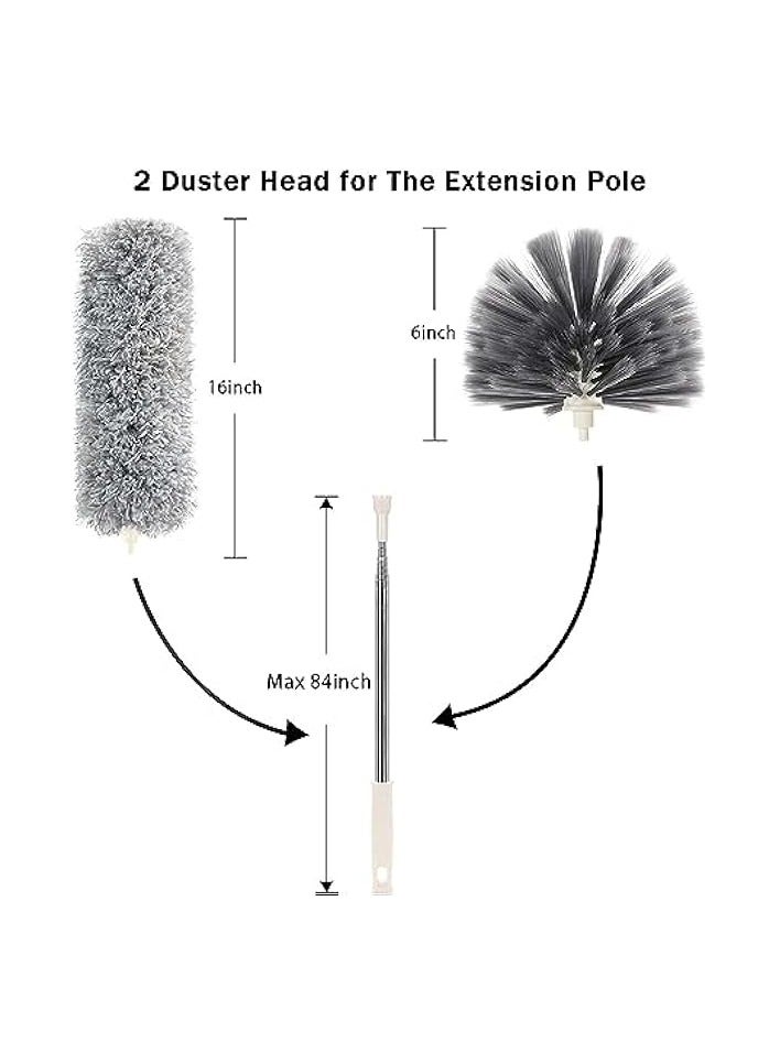 erorex Duster with Extra Long Extension Pole,Womdee Microfiber & Cobweb Double Replacement Heads Extendable Dusters for Cleaning High Ceiling Fan, Cars - Image 1