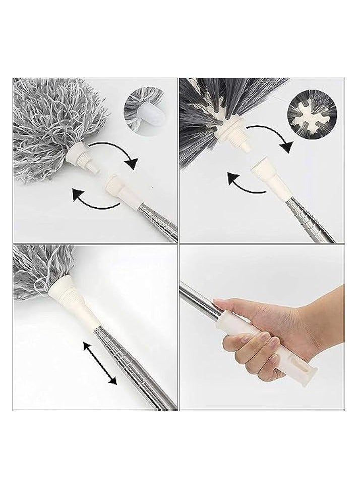 erorex Duster with Extra Long Extension Pole,Womdee Microfiber & Cobweb Double Replacement Heads Extendable Dusters for Cleaning High Ceiling Fan, Cars - Image 3