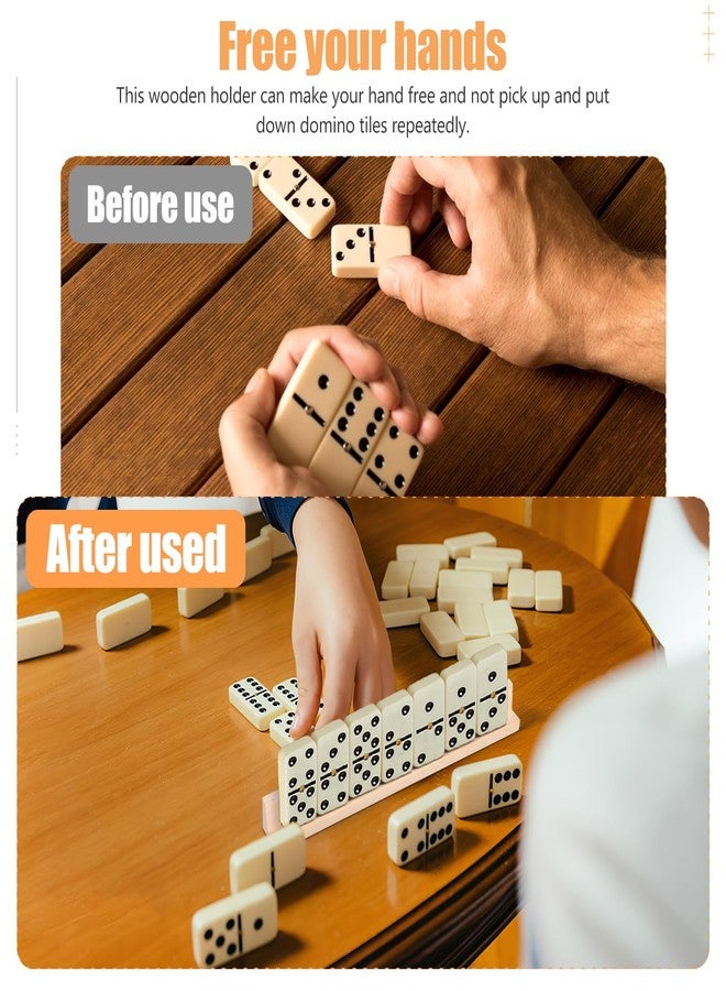 BRIGHTFUFU Wooden Domino Holders 8-Pack Multi-Function Domino Trays Desktop Racks DIY Letter Ornaments for Card Games and Craft Display - Image 3