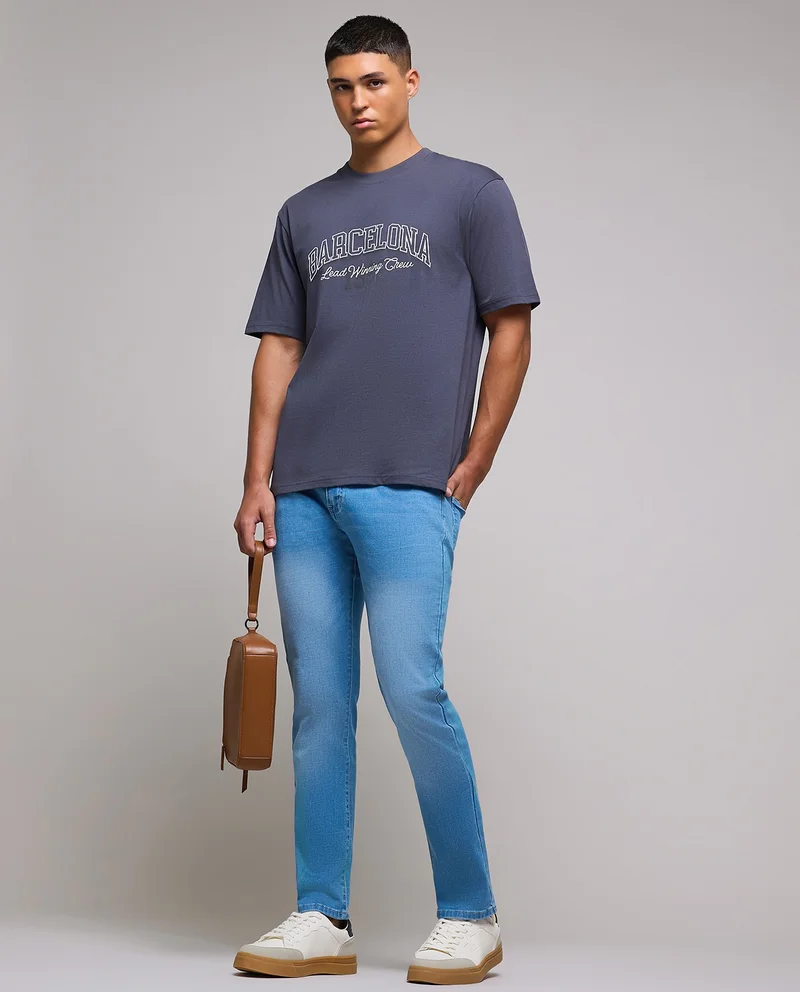 أر أند بي Faded Slim Fit Jeans with Button Closure