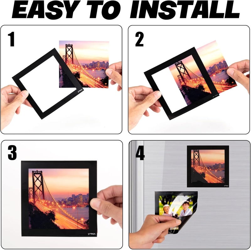 STTMGN 4X4" Magnetic Picture Frame with Black Border(10 Pack),Square Magnet Photo Pockets,Decorations for Fridge/Lockers with Clear Plastic Cover (Classic) - Image 4