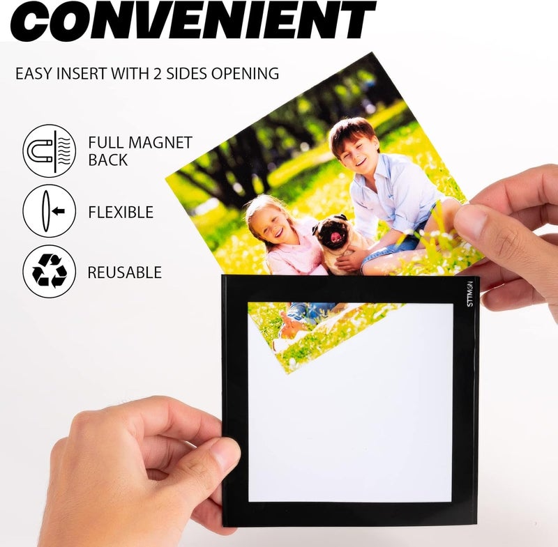 STTMGN 4X4" Magnetic Picture Frame with Black Border(10 Pack),Square Magnet Photo Pockets,Decorations for Fridge/Lockers with Clear Plastic Cover (Classic) - Image 3
