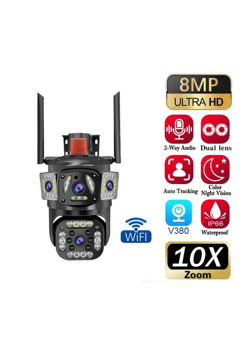 ارواق كاميرا CCTV V380، كاميرا CCTV ذات عدسة مزدوجة، كاميرا مراقبة IP CCTV، 360، WIFI، HD1080P إنذار حزام مقاوم للماء خارجي 360 - Image 1
