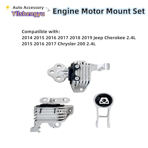 Yllshengyu 3Pcs Engine Motor Mount Kit Compatible with Cherokee 2014-2019 2.4L & Chrysler 200 2015-2017 2.4L, Replacement for 3378 3380 3308, Steel & Aluminum, Chassis Mount - Image 2