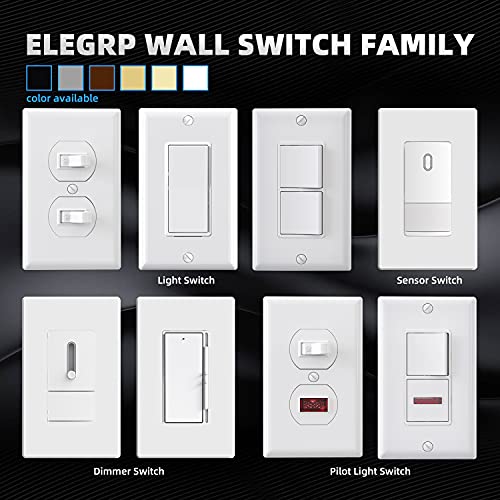 ELEGRP Decorator Double Rocker Light Switch, Two Single Pole Electrical Paddle, 15A 120V, in-Wall On/Off, Self-Grounding, Wall Plate Included, UL Listed (1 Pack, Glossy White) - Image 3
