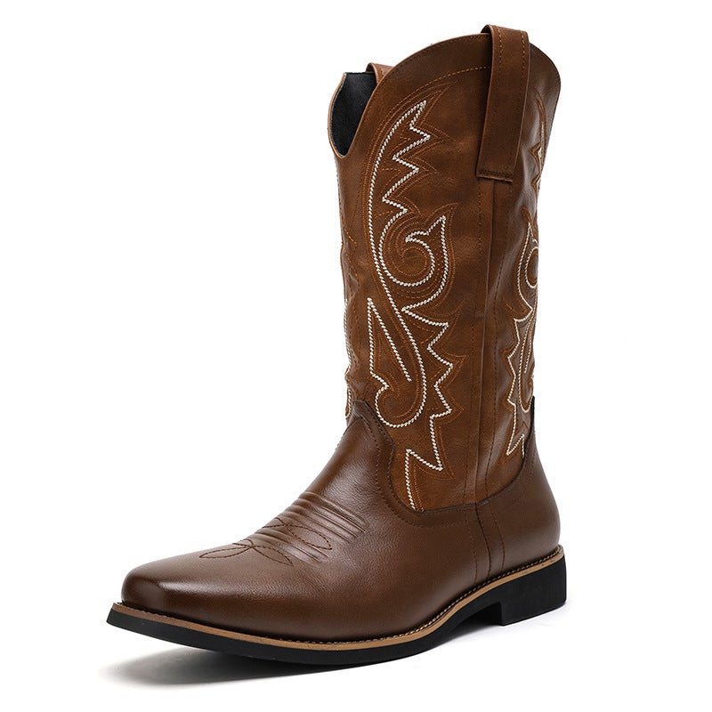 2024 Four Seasons National Fashion Flower Carving Martin Gao Bang Plus Size Court Style Retro Workwear Motorcycle Boots Men'S Shoes - Image 1