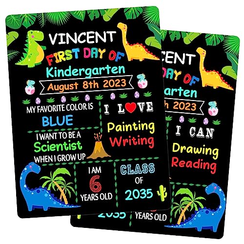 WaaHome First & Last Day of School Chalkboard Sign - 9"x12" First Day of Preschool Pre K Kindergarten Board Back to School Sign Supplies for Kids Girls Boys, Double Sided - Image 1
