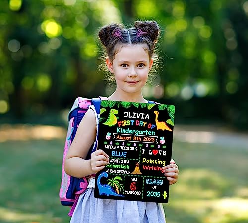 WaaHome First & Last Day of School Chalkboard Sign - 9"x12" First Day of Preschool Pre K Kindergarten Board Back to School Sign Supplies for Kids Girls Boys, Double Sided - Image 5