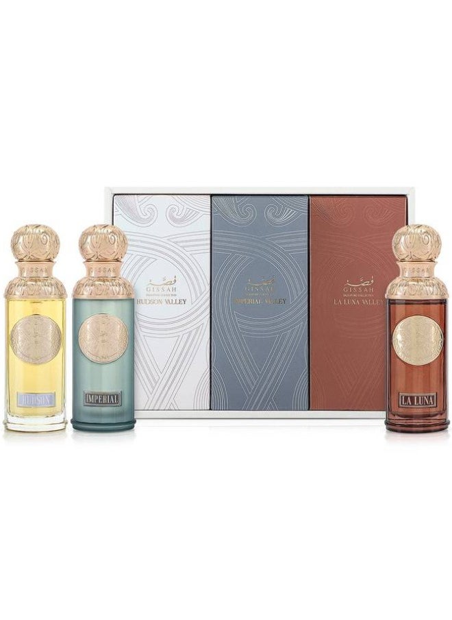 GISSAH Valley Set Of 3 Perfumes For Men And Women, La Luna + Imperial Valley + Hudson Valley, Eau De Parfum 50ml  - Image 1