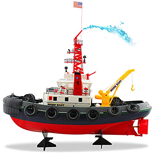 POCO DIVO US Seaport Super Work Boat RC Tugboat 24Ghz Radio Control Tug Boat Tow Model 23 Harbor Fire Fighting Ship Rescue Spurt Water Fireboat - Image 1