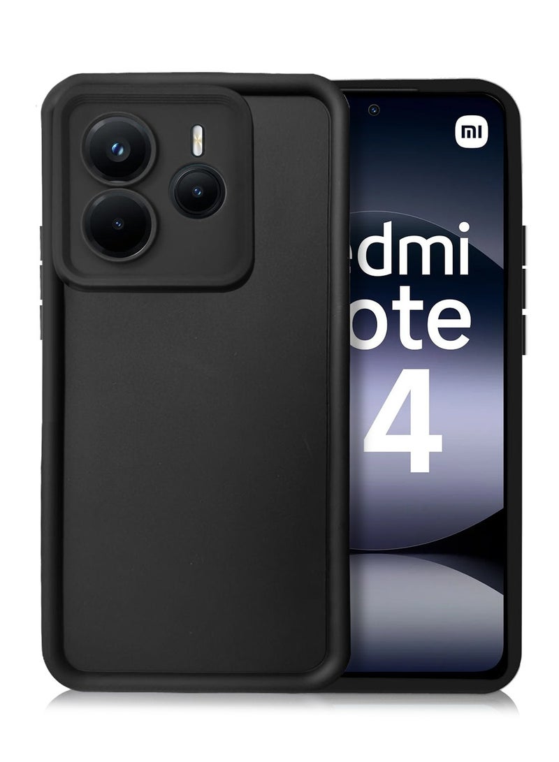 دبليو تيك شاومي ريدمي نوت 14 4 جي 2025 سيليكون سائل بريميوم ناعم لحواف شفاه مرتفعة واقية بالكامل وغطاء علبة الكاميرا (MCRPSN) - أسود - Image 1