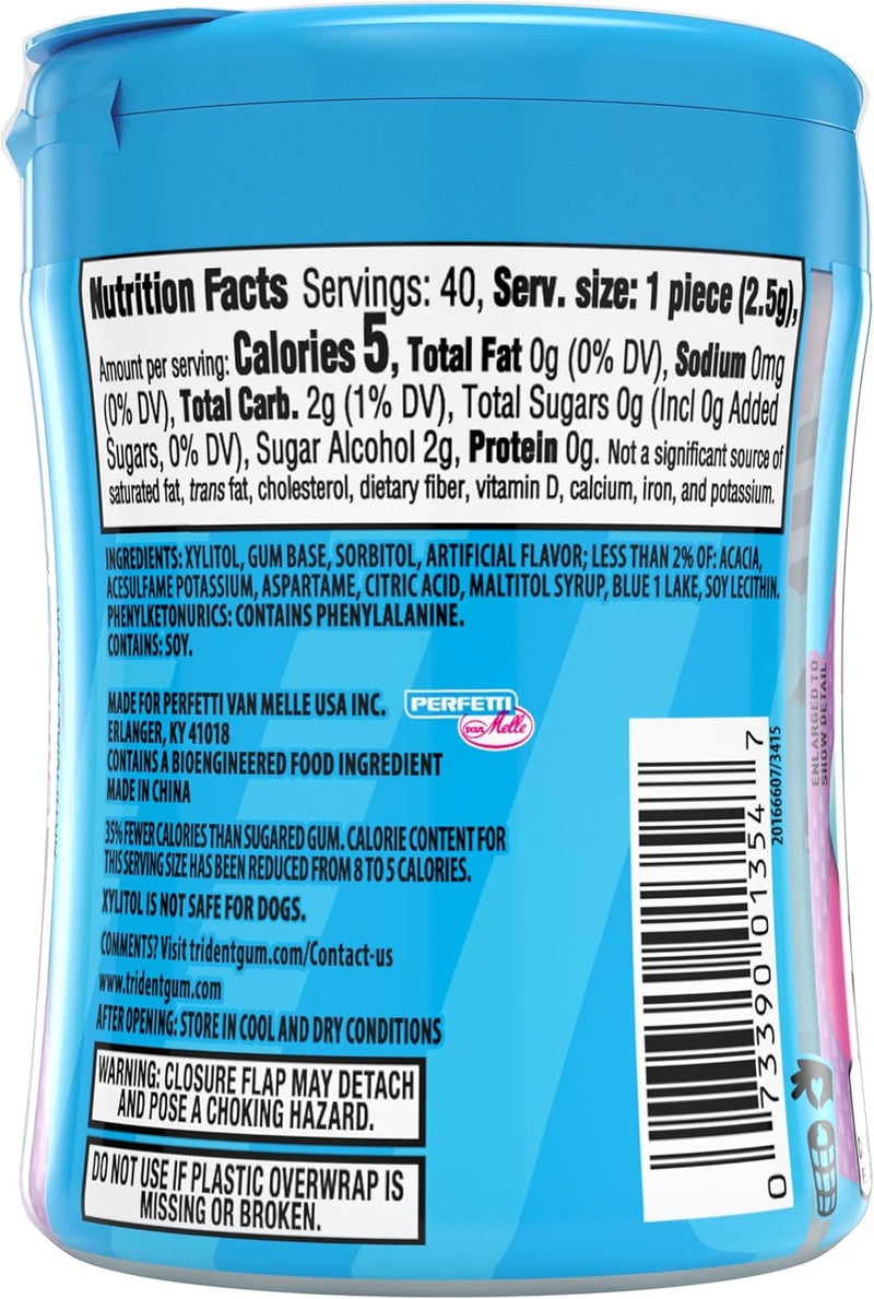 Trident Vibes Cotton Candy Sugar Free Chewing Gum - 40 Piece Bottle - Image 5