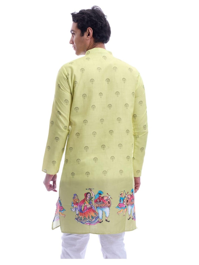 Maharaja Magic Cotton Navratri Print Green Kurta for Men [MSKurta212-46] - Image 2