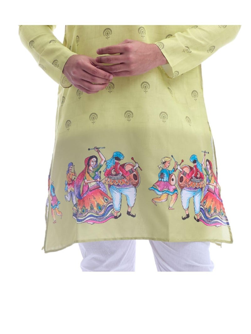 Maharaja Magic Cotton Navratri Print Green Kurta for Men [MSKurta212-46] - Image 5