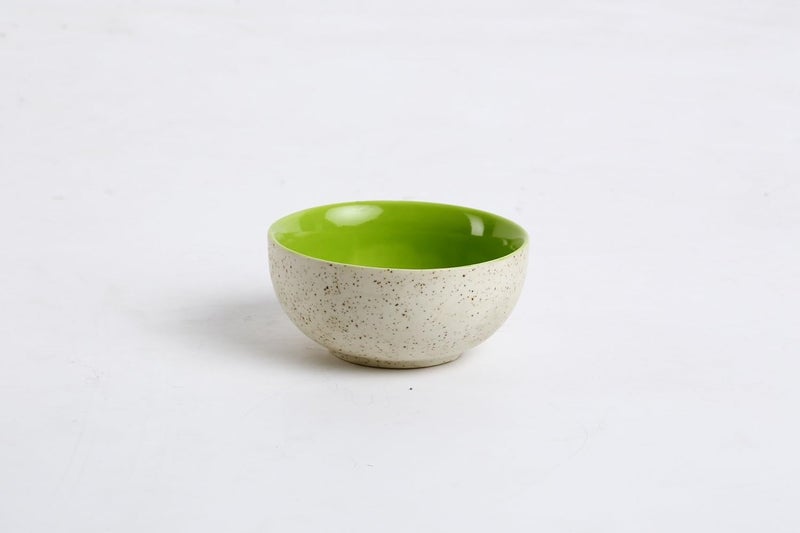 Caffeine Ceramic Handmade Cream and Green Dining Bowl 200ml Set of 2 - Image 2