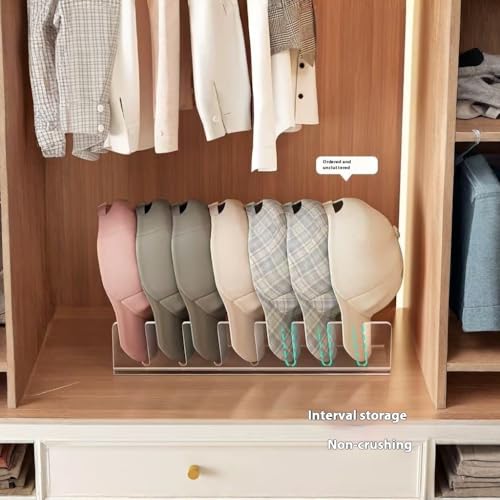 Hugro Tarfive Acrylic Baseball Cap Organizer Rack 2-Pack - Holds 14 Hats, No Install Space Saving Display Stand for Closet, Bedroom, Entryway (Clear) - Image 4