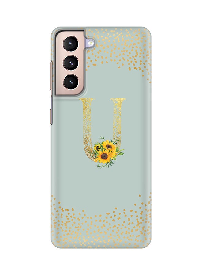 Stylizedd Monogram Slim Cover for Samsung Galaxy S21 Plus 5G Case Custom Initials Letter Floral Pattern Snap Series Mobile Cover Matte Alphabet  - U (Light Green) - Image 1