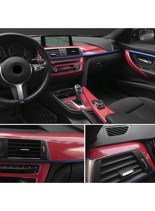 eWINNER 50Cmx152Cm 5D High Glossy Carbon Fiber Vinyl Wrap Film Auto Car Decals Truck Interior Diy Decoration Air Free Bubble Tuning Part Sticker Car Styling Accessories (Red) - Image 2