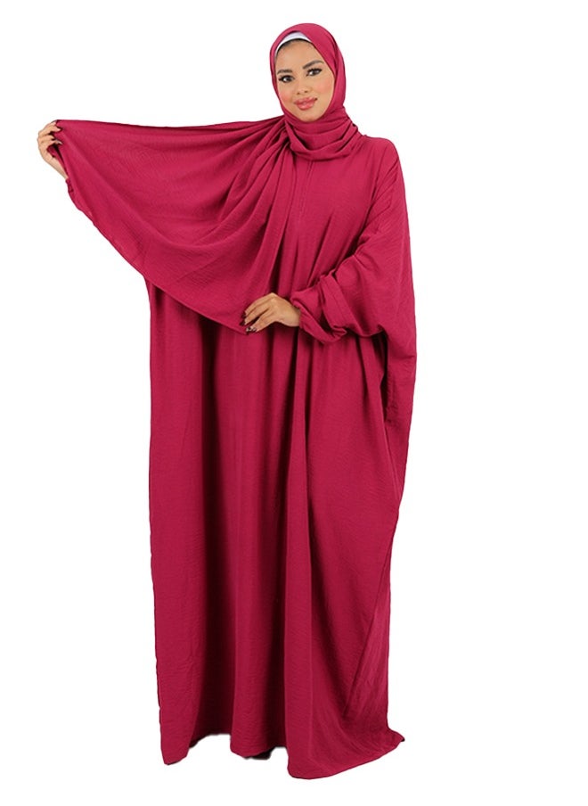 زمرد ثوب صلاة كريب سعودي عملي مع غطاء الرأس -ساده من زمرد فاشون  - Image 2