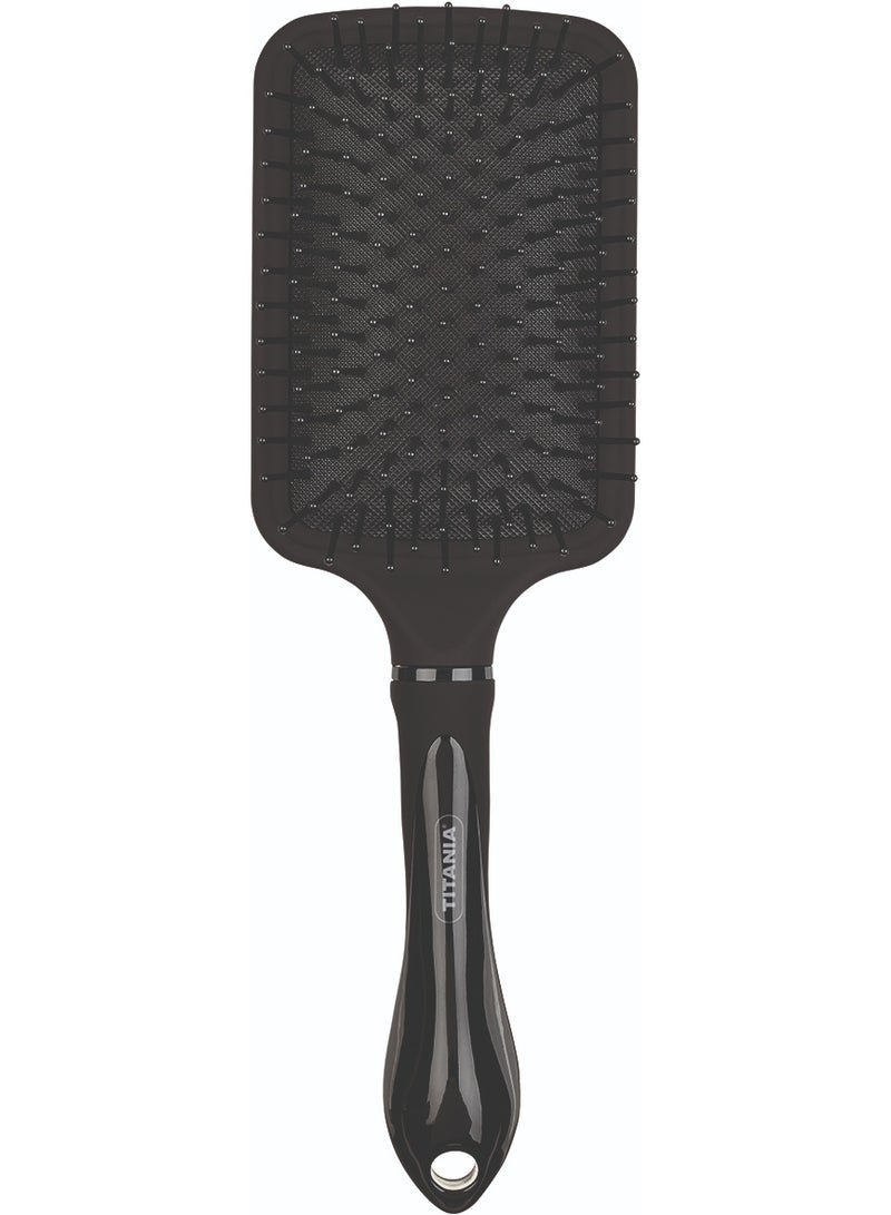 Titania Black Cushion Hair Brush Rubberized Head. - Image 1