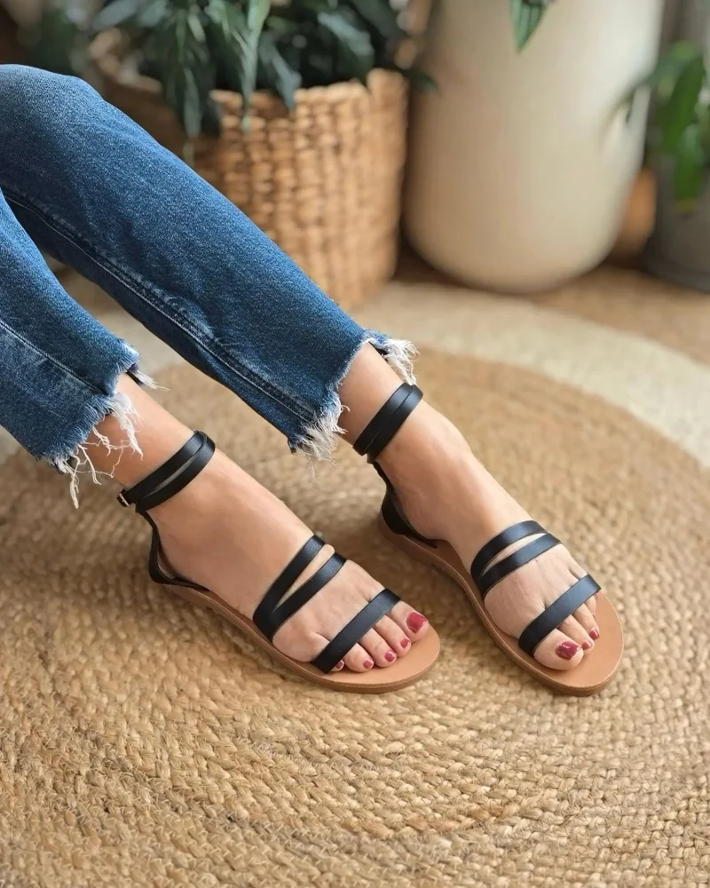 SHOEQ Charcoal Gia Sandal for Women | Best Price UAE