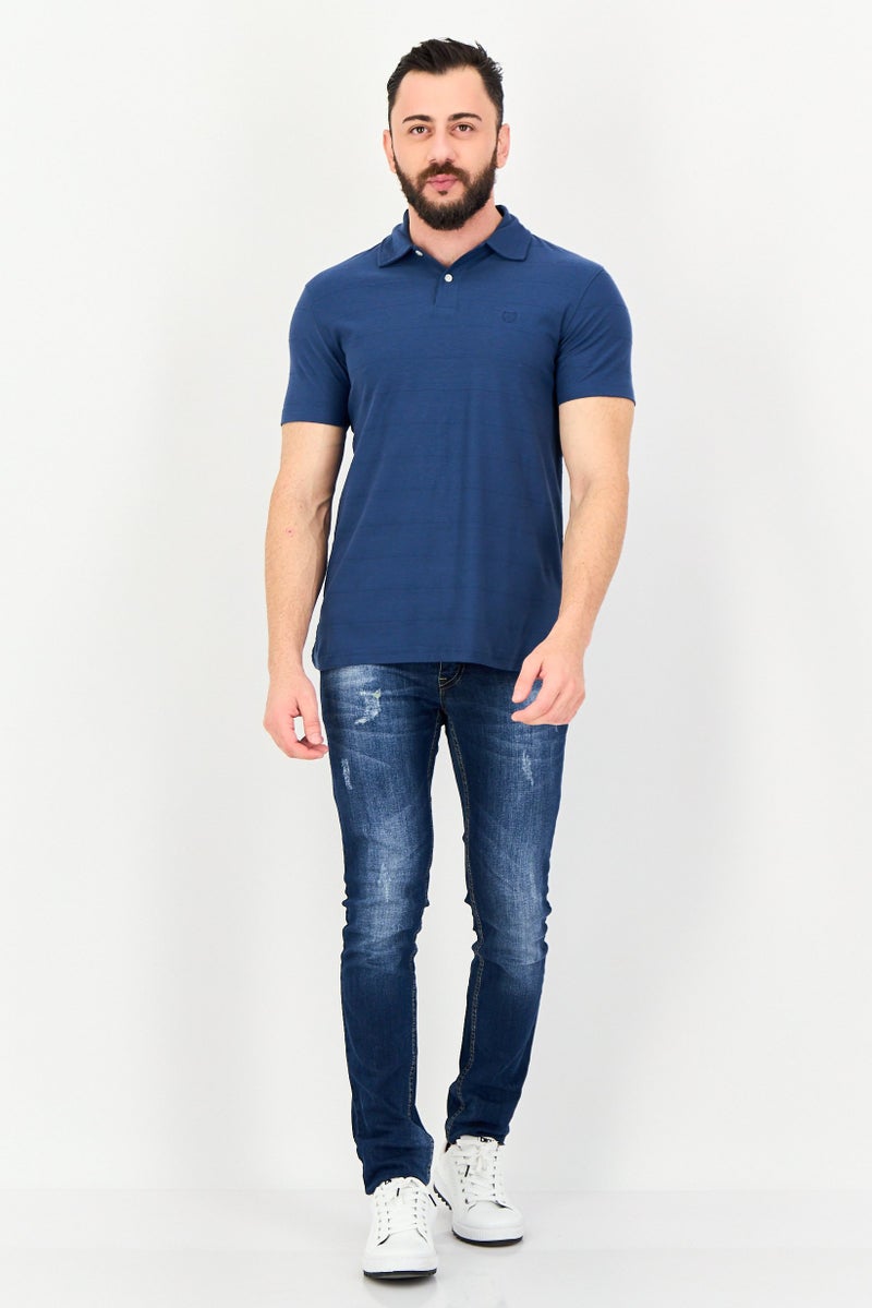 Chaps Men Regular Fit Embroidered Short Sleeve Polo Shirt, Slate Blue - Image 4