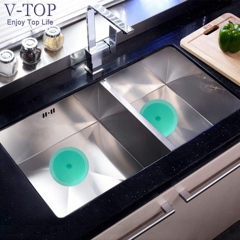V-TOP سدادة حوض 2 عبوة، 6 بوصات سدادة تصريف كبيرة من السيليكون غطاء شفط مسطح لأدوات ومستلزمات المطبخ والحمام (شفاف أخضر) - Image 2