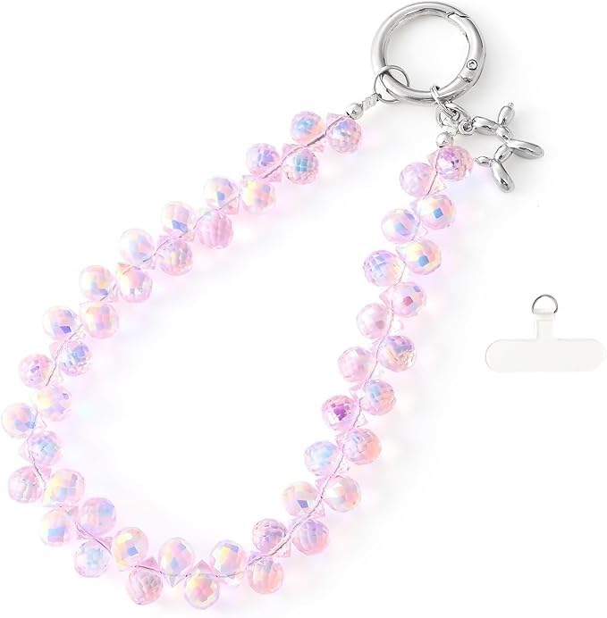 KHOLAD Crystal Phone Wrist Strap Phone Charm Chain Keychain Beaded Cellphone Lanyard with Tether Tab Hands-Free Wristlet Bracelet Wrist Grip Strap for Women - Image 1