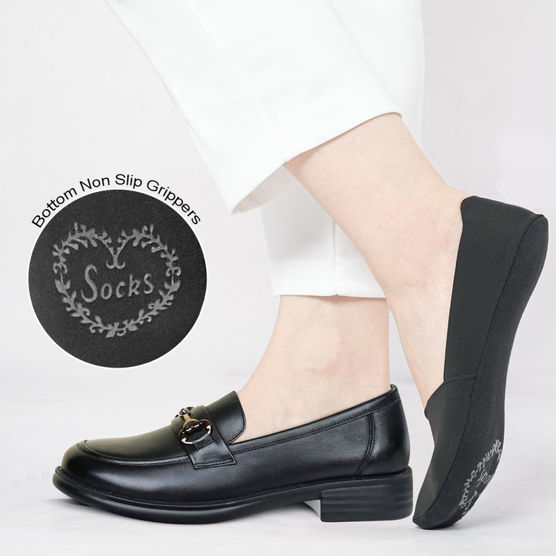floconssy No Show Socks Womens Nylon Non Slip Low Cut Invisible Liner Footies Thin Silk Socks for Flats Loafers Lightweight 6 Pairs Black Size 9-12 - Image 3