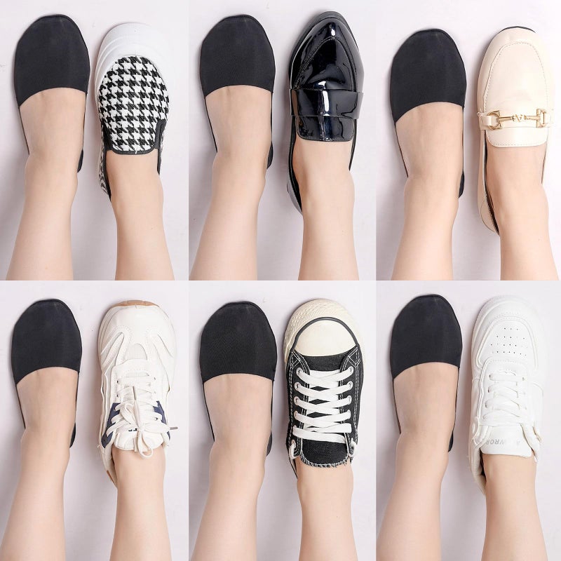 floconssy No Show Socks Womens Nylon Non Slip Low Cut Invisible Liner Footies Thin Silk Socks for Flats Loafers Lightweight 6 Pairs Black Size 9-12 - Image 2