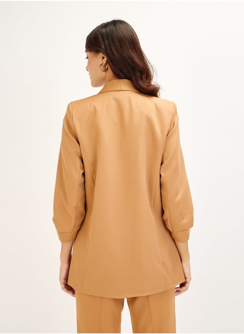 Salt Attire Women's Elegant Biscuits brown Blazer - Tailored Fit, Premium Polyester Jacket for Office, Events, and Versatile Style  - Image 5