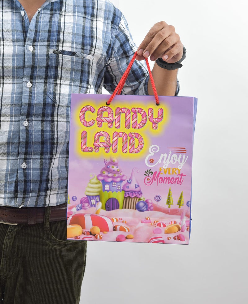 PPJ ® -CANDY LAND THEME THANK YOU BIRTHDAY PARTY (10 Pcs.) PAPER CARRY BAG, 10 Inch X 12 Inch X 4 Inch RETURN GIFT/HAPPY BIRTHDAY/RETURN GIFTS/GIFTS/GIFT BAGS/GIFT COVERS(Pack of 10) - Image 2
