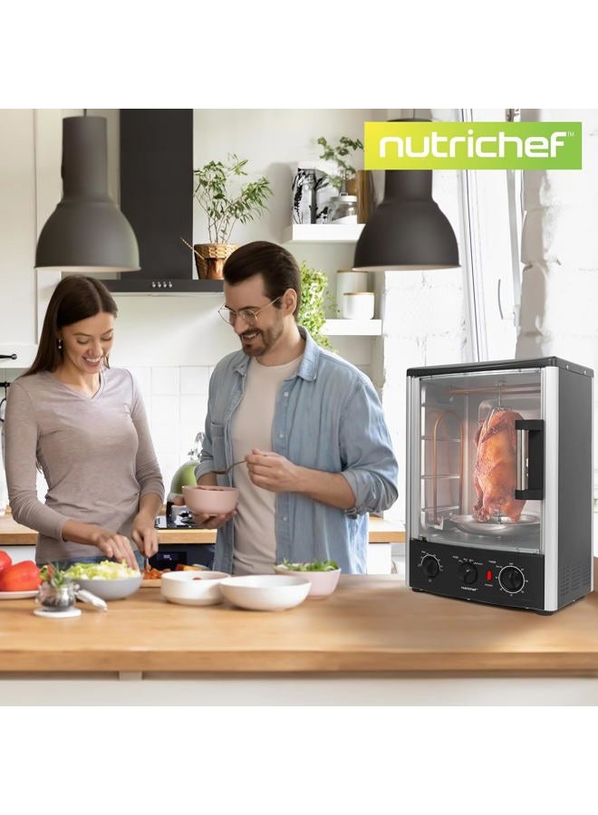 NutriChef فرن عمودي على الطاولة مع وظائف الشواء، الخبز، الشواء، ورف الكباب - إعدادات قابلة للتعديل - 2 رفوف - 1500 واط - ديك رومي عيد الشكر - يشمل الشواية، رفوف أسياخ الكباب وصينية الخبز - Image 2