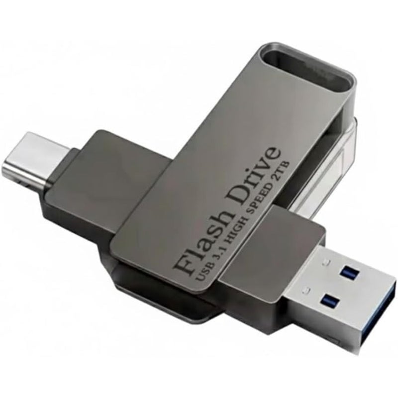 2TB USB Flash Drive Type C Interface High Speed USB Flash Drive Dual Drive 2in 1 Thumb Drive with Keyhole and Keychain OTG for Smartphones, Computers, Tablets, PC - Image 1