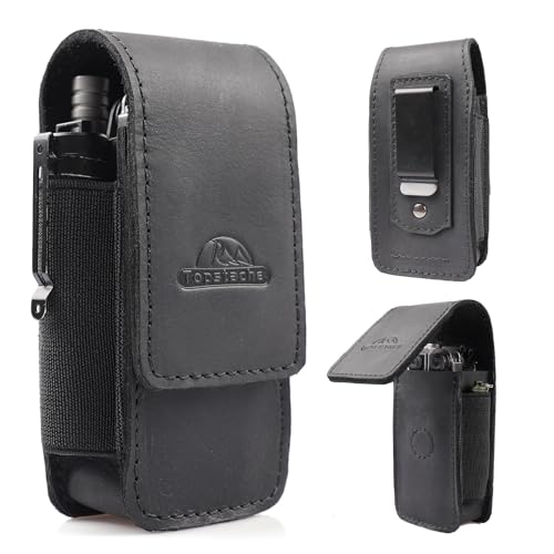 Topstache Multitool Sheath with Belt Clip - EDC Belt Organizer Multi Tool Case - Leather Multitool Holster for Belt - Magnetic Closure Leather Multitool Pouch Fits Folding Tool, Black - Image 1