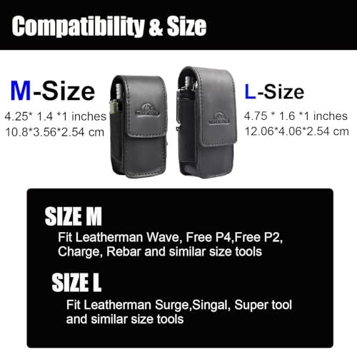 Topstache Multitool Sheath with Belt Clip - EDC Belt Organizer Multi Tool Case - Leather Multitool Holster for Belt - Magnetic Closure Leather Multitool Pouch Fits Folding Tool, Black - Image 5