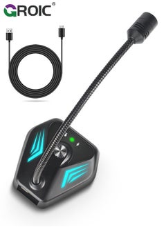 GROIC USB Computer Microphone, Microphone with Adjustable Gooseneck, Plug and Play RGB Gaming Compatible PC, Laptop, Desktop  - Image 1