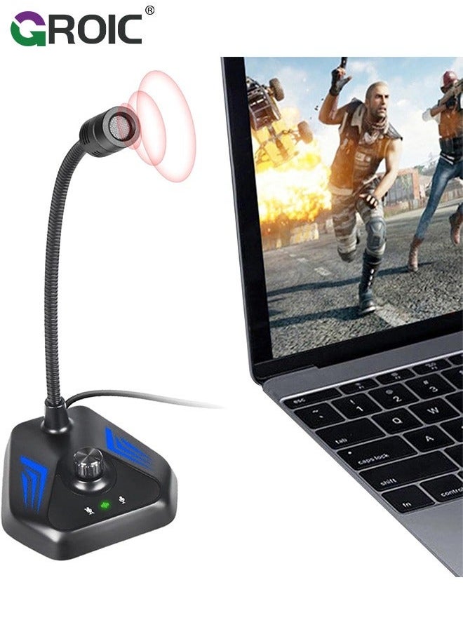 GROIC - USB Computer Microphone, Microphone with Adjustable Gooseneck, Plug and Play RGB Gaming Compatible PC, Laptop, Desktop - Image 1