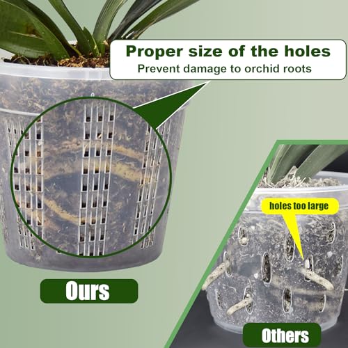 HOLANHING Orchid Pot, 2 Each of 4.3",5.5",6.1" Orchid Pots with Holes, Orchid Pots for Repotting, Plastic Orchid Planter for Indoor Outdoor Plants (2 Each of 4.3",5.5",6.1") - Image 3