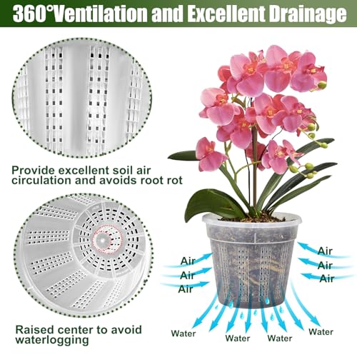 HOLANHING Orchid Pot, 2 Each of 4.3",5.5",6.1" Orchid Pots with Holes, Orchid Pots for Repotting, Plastic Orchid Planter for Indoor Outdoor Plants (2 Each of 4.3",5.5",6.1") - Image 5