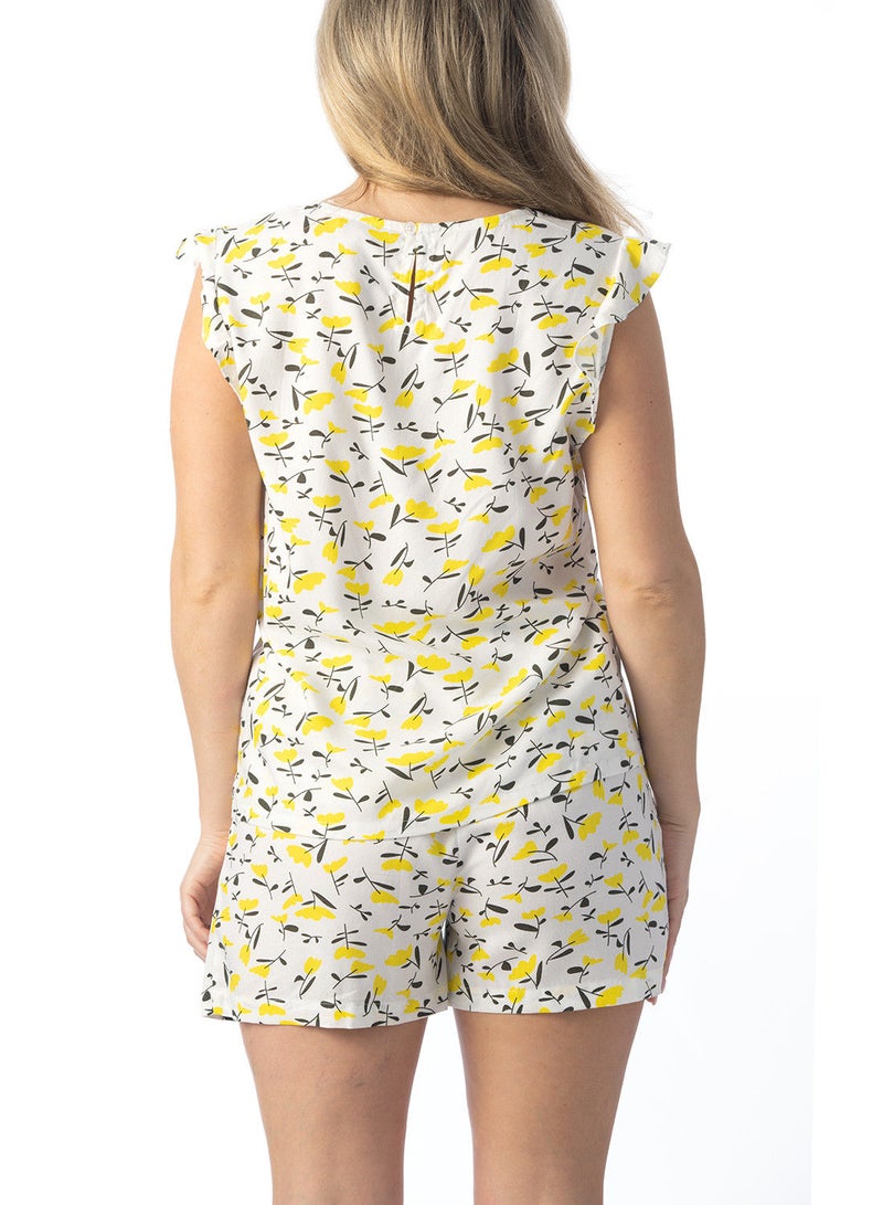 Lacy Dreams Floral Printed Shorts Pyjama Set White - Image 3