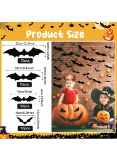 HASTHIP HASTHIP® 60Pcs Halloween Decorations Indoor Halloween 3D Hanging Bats Wall Decorations Large Bat Wall Decor Stickers Birthday Party Supplies Bats Halloween Decoration for Outdoor Indoor, 4 Sizes  - Image 2
