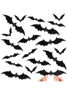 HASTHIP HASTHIP® 60Pcs Halloween Decorations Indoor Halloween 3D Hanging Bats Wall Decorations Large Bat Wall Decor Stickers Birthday Party Supplies Bats Halloween Decoration for Outdoor Indoor, 4 Sizes  - Image 1