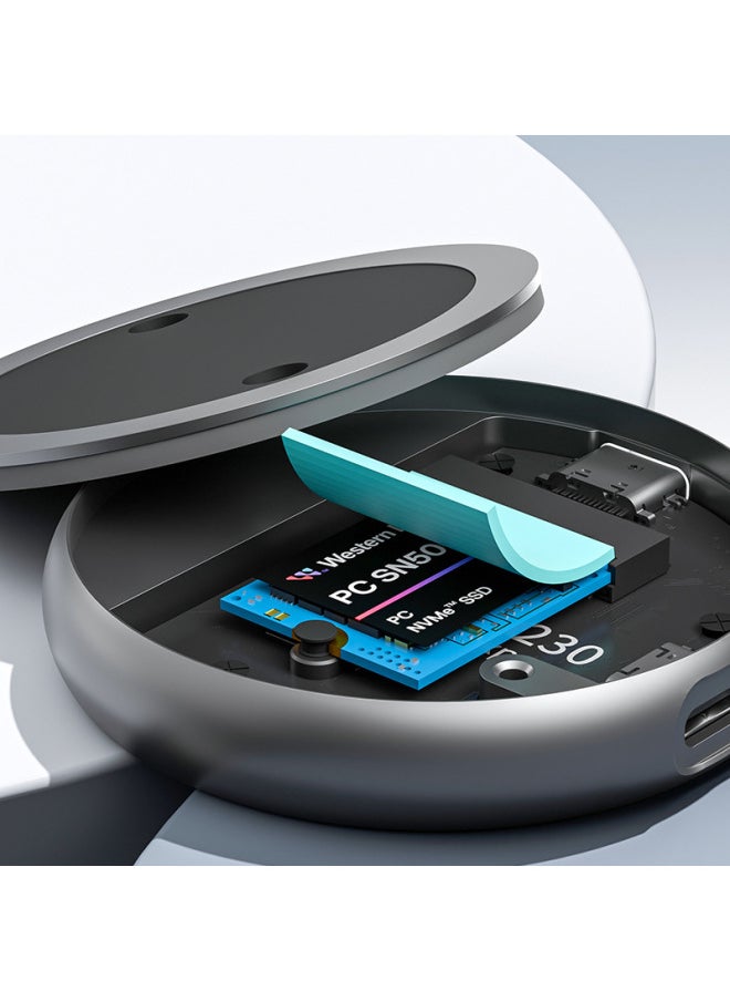 M.2 2230 NVme SSD Enclosure Magnetic Mobile Hard Disk Case With PD100W Fast Charge-Color:Round Magnetic Hard Drive Box + Pd Fast Charging